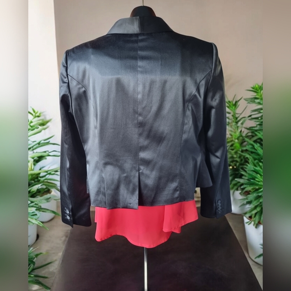 Chapter One 'Tuxedo' Black Satin Lined Blazer Suit Jacket Ladies Size 10 - Picture 3 of 10